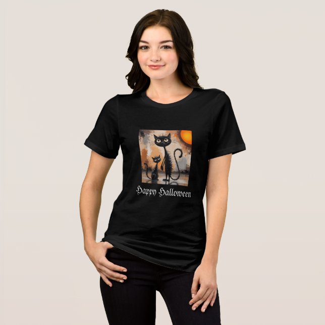 Big Cat Little Cat Halloween  T Shirt (Framsida Full)