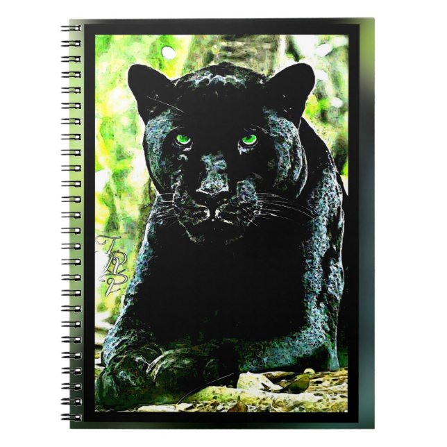 Big Cat-modeller: Grönt Eyed Black Panther Anteckningsbok (Framsidan)