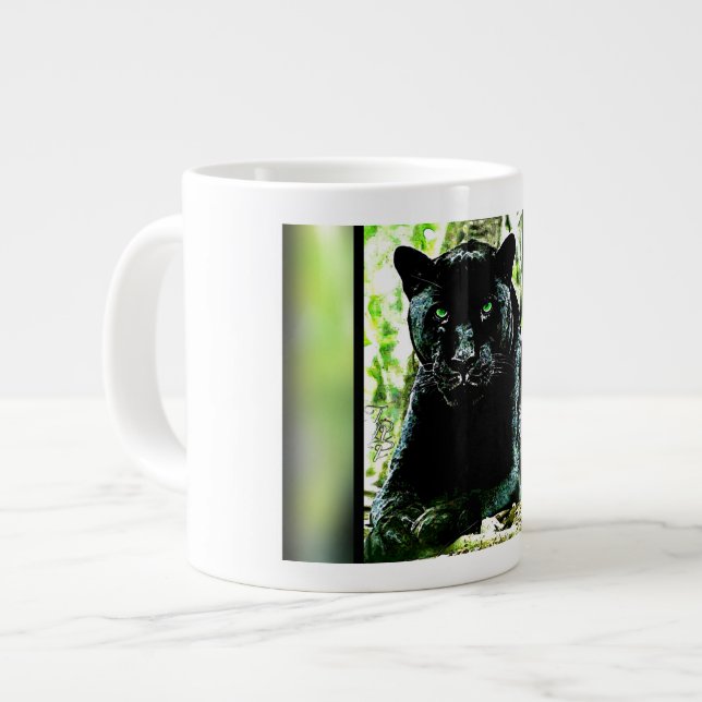 Big Cat-modeller: Grönt Eyed Black Panther Jumbo Mugg (Framsida vänster)