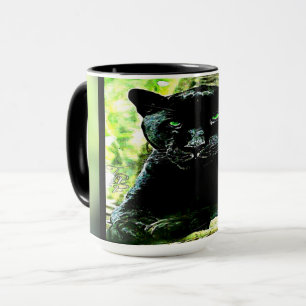 Big Cat-modeller: Grönt Eyed Black Panther Mugg