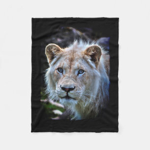 Big Cat Sällsynt White Lejon Wildlife Photo Porträ Fleecefilt