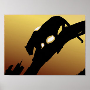 Big Cat Träd Skriv ut Poster