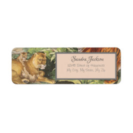 Big Cats Lejon Tiger etc., Jungle  Rosa Returadress Etikett