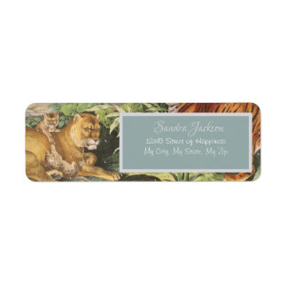 Big Cats Lejon Tiger osv., djungel gender-neutralt Returadress Etikett