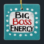 Big Chef Energy Ornament<br><div class="desc">"Big Chef Energy" är en söt textdesign i blått med svart och röd text,  tillsammans med en vit accentform och vita texturerade vita prickar runt den.</div>