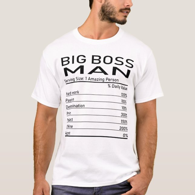 Big Chef Man Fantastisk Person Nutrition Facts T Shirt (Framsida)