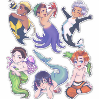 BIG CHIBI Merman Sjöjungfru Sea Creaters Stickers Klistermärken