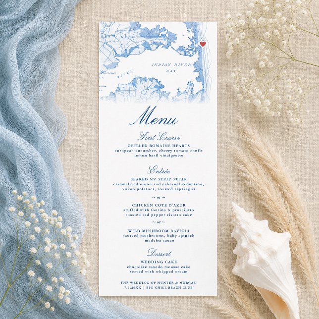 Big Chill Beach Club Bröllop | Delaware-kusten Meny (Big Chill Beach Club Wedding Menu Delaware Coast Reception Menu by Coastal Map Designs)