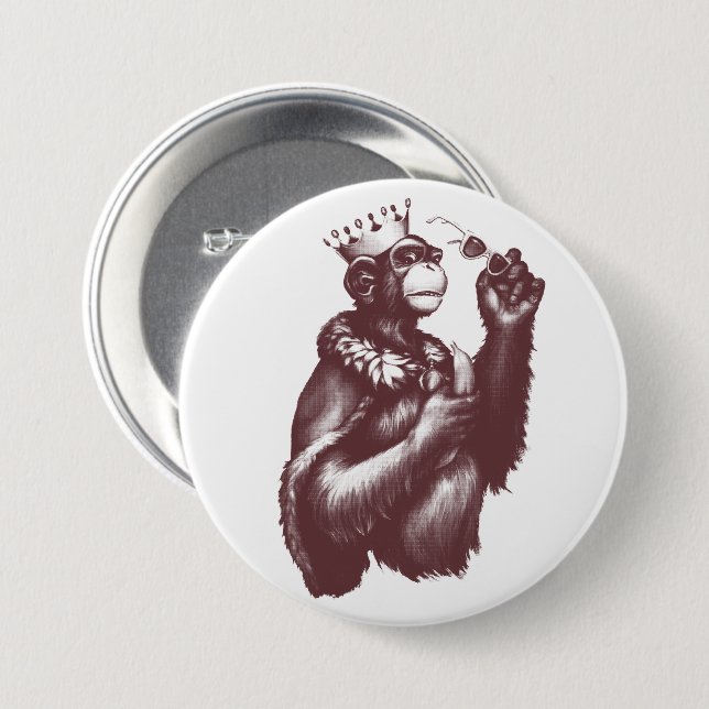 Big Chimpin' (monokrom) Knapp (Framsida & baksida)