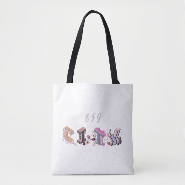 Big City Isometric Brev Tote Bag Tygkasse (Framsida)