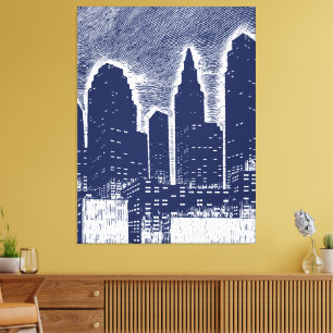 Big City Night Ljus cityscape skyline Canvastryck