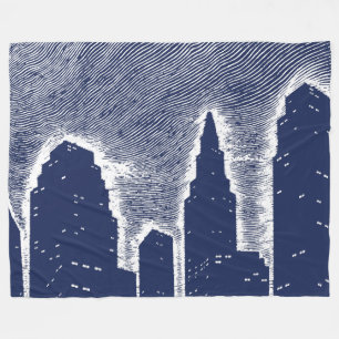 Big City Night Ljus cityscape skyline Fleecefilt