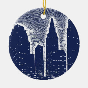 Big City Night Ljus cityscape skyline Julgransprydnad Keramik