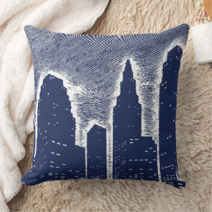 Big City Night Ljus cityscape skyline Kudde