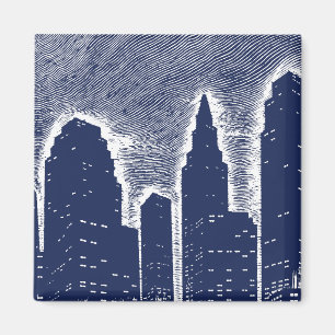 Big City Night Ljus cityscape skyline Magnet
