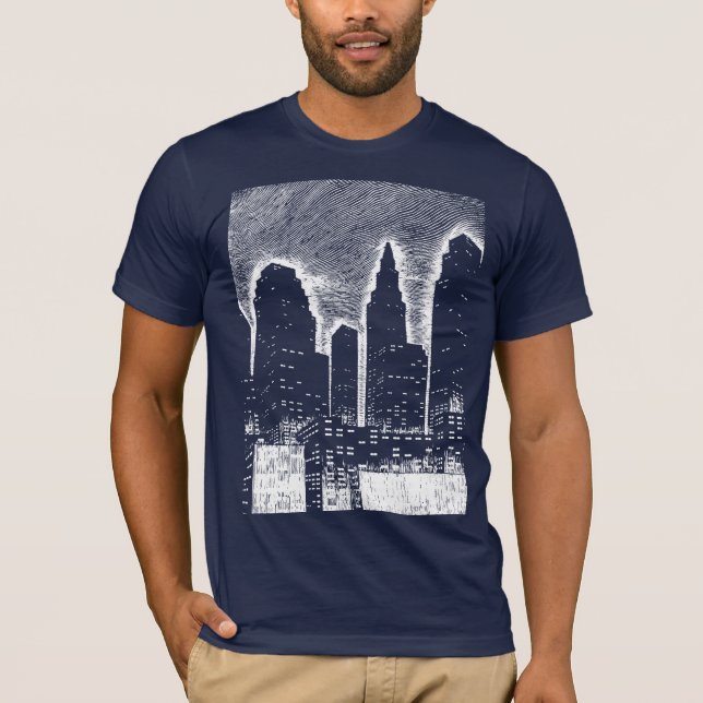 Big City Night Ljus cityscape skyline T Shirt (Framsida)