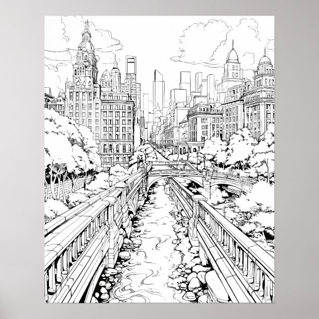 Big City Park Coloring Poster (Framsidan)