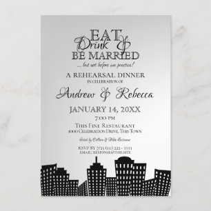 Big City Rehearsal Dinner Cityscape Inbjudningar