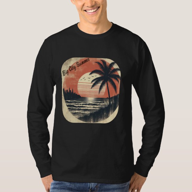 Big City Summer Sunshine Beach Tropical Retro Vibe T Shirt (Framsida)