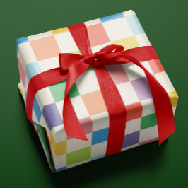 Big Colorful Rainbow Checkerboard Mönster Presentpapper