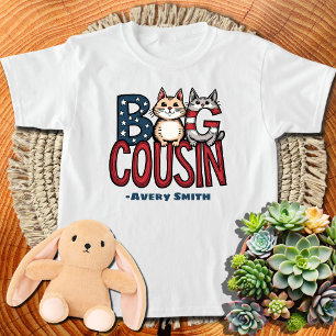 Big Cousin American Flagga Cat T Shirt