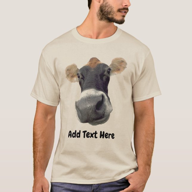 Big Cow Ansikte, lägg till text, T-Shirt (Framsida)