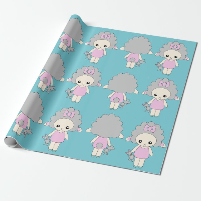 Big Cute Sheep Doll Söt Presentpapper (Utrullad)