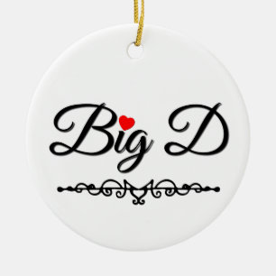 Big D med Red Heart Julgransprydnad Keramik
