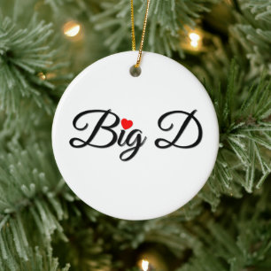Big D med Red Heart Julgransprydnad Keramik