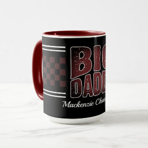 Big Daddy med bruna rutor och namn på svart Mugg