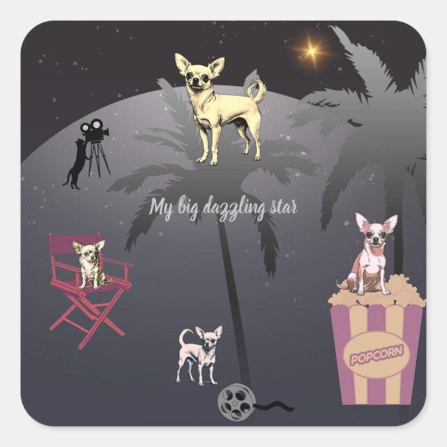 Big Dazzling Star Fyrkantigt Klistermärke (Framsida)