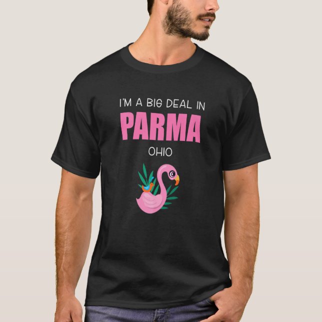 Big Deal Sarcastic Parma Ohio Rosa Flamingo Souven T Shirt (Framsida)