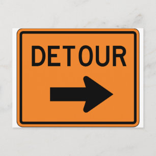 Big Detour Höger Street-tecken Vykort