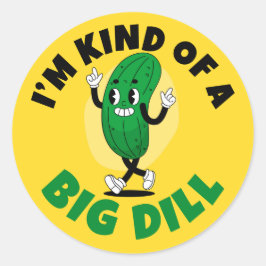 Big Dill Pun Sticker 3 tum (lakan av 6) Runt Klistermärke