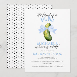 Big Dill Watercolor Coquette Pickle Barnrumsfirand Inbjudningar