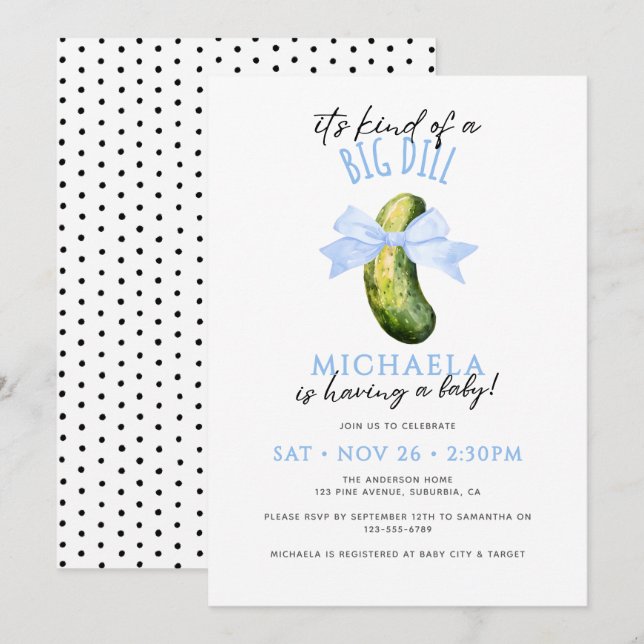 Big Dill Watercolor Coquette Pickle Barnrumsfirand Inbjudningar (Fram/baksida)