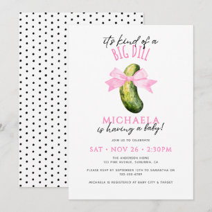 Big Dill Watercolor Coquette Pickle Barnrumsfirand Inbjudningar