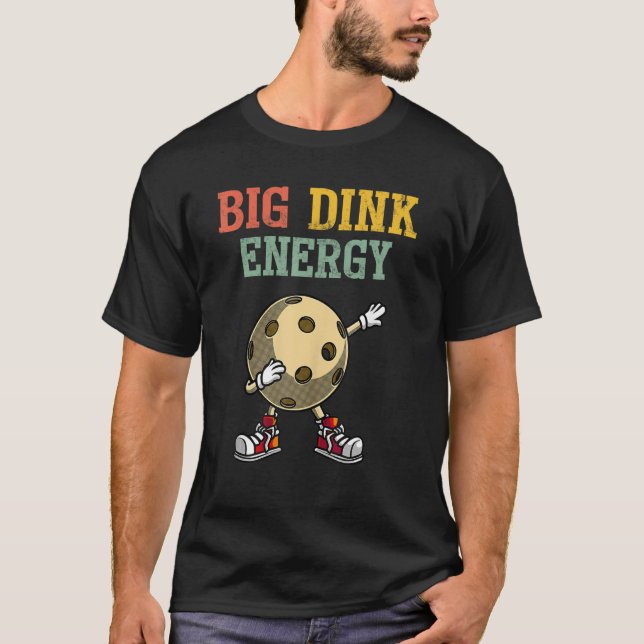 Big Dink Energy Pickleball Pickle Boll Retro T Shirt (Framsida)