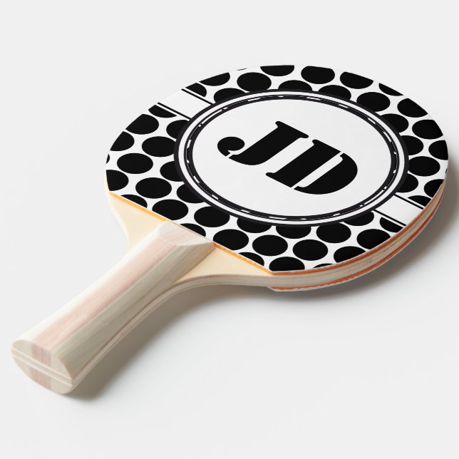 BIG DOTS black + din backgr. & text Pingisracket (Frontvinkel)