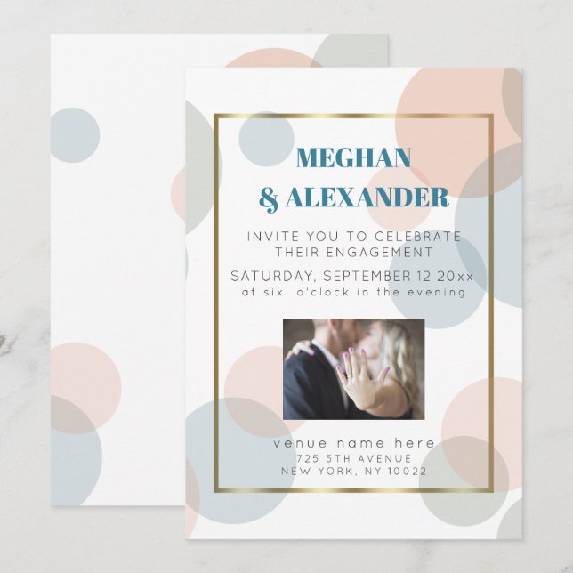 Big Dots Confetti Förlovning Photo Ram Inbjudningar (Fram/baksida)