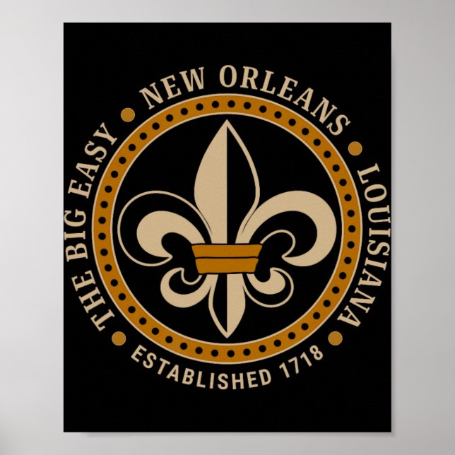 Big Easy New Orleans Louisiana Fleur De Lis Establ Poster (Framsidan)