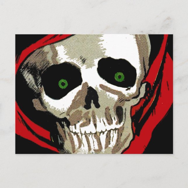 Big Eerie Zombie Ögon Skull Skeleton Halloween Vykort (Framsida)