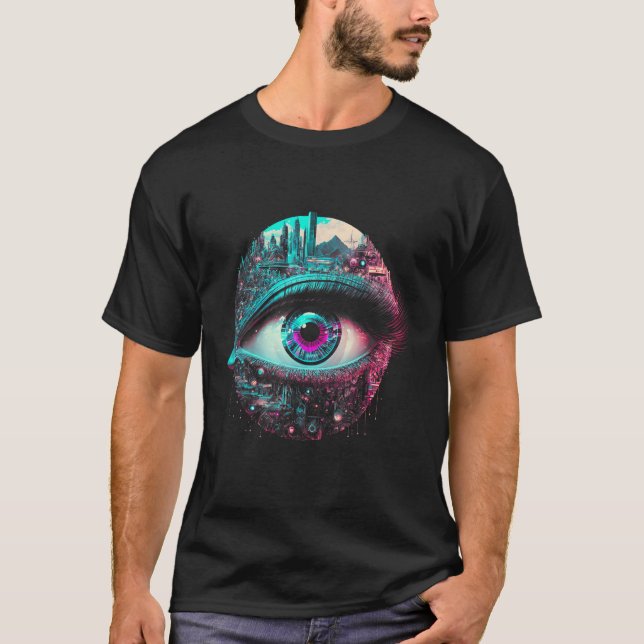 Big Eye Tech Scifi Gamer Eye T Shirt (Framsida)