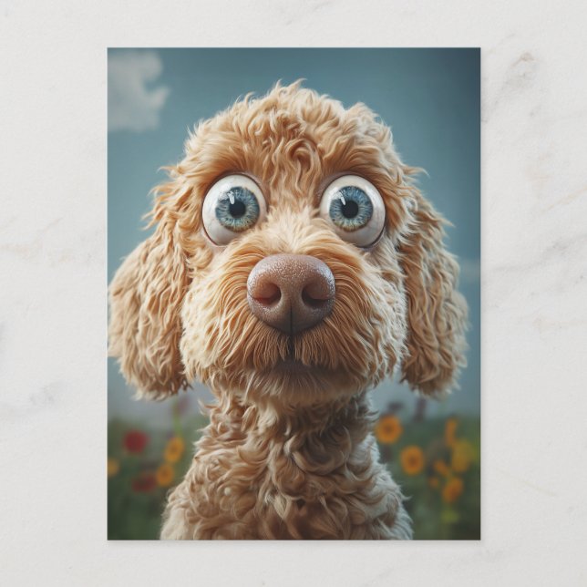 Big-Eyed Australian Labradoodle Helg Vykort (Framsida)