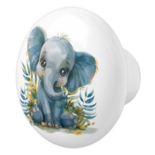 Big Eyed Baby Elephant Knopp