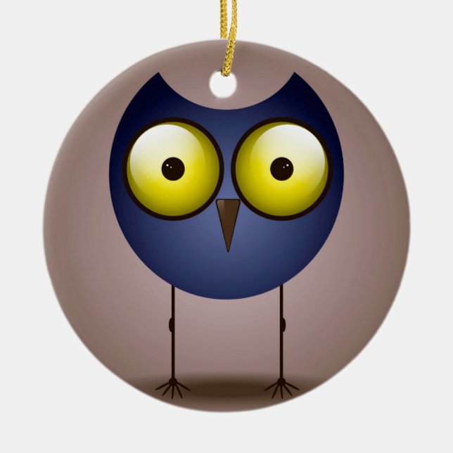 Big Eyed Blue Uggla Ornament Round (Framsidan)