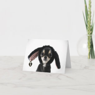Big Eyed Chihuahua med Bunny Öron Card Kort