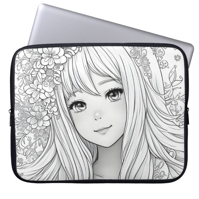 Big Eyed Girl Coloring Laptop sleeve (Framsidan)