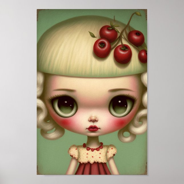 Big Eyed Sweet Cherry Paj Girl Poster (Framsidan)