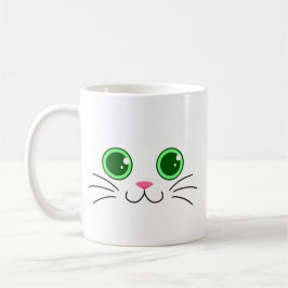 Big Eyed White Cat Mugg